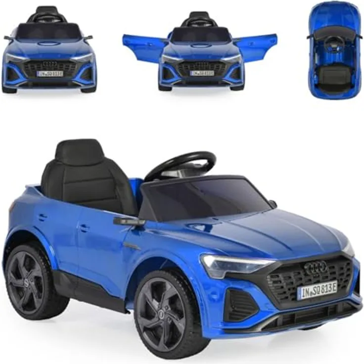 Moni Audi SQ8 e-tron, Kinder Elektroauto (12 V) mit LED-Leuchten, Musik-Player, Fernbedienung, geeignet für 3-6 Jahre