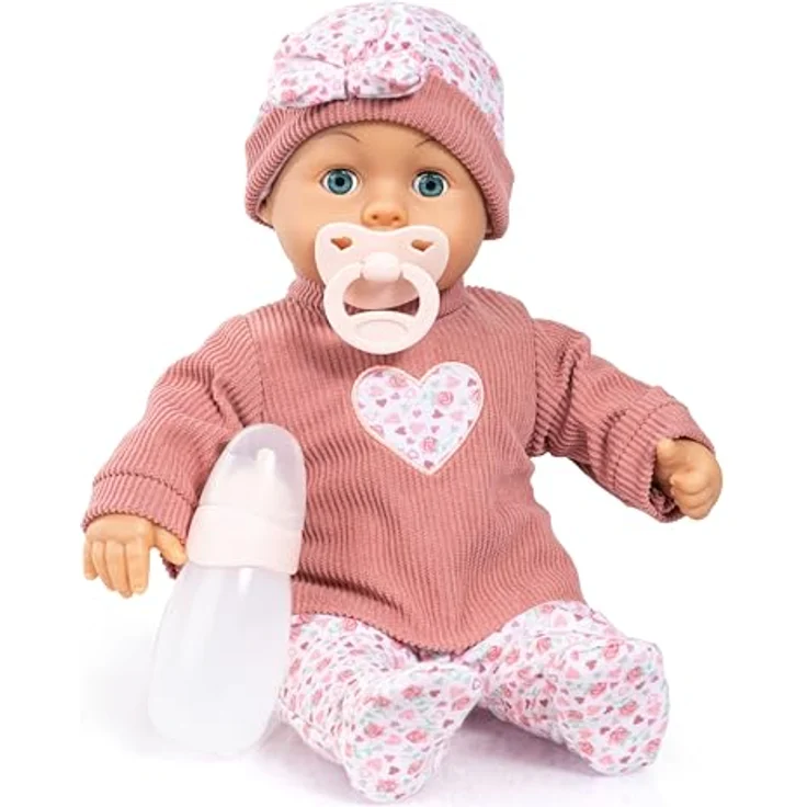 Bayer Design Babypuppe interaktiv, Spielpuppe sprechend, 38 cm mit weichem Körper, inklusive Flasche und Schnuller – Bild 1