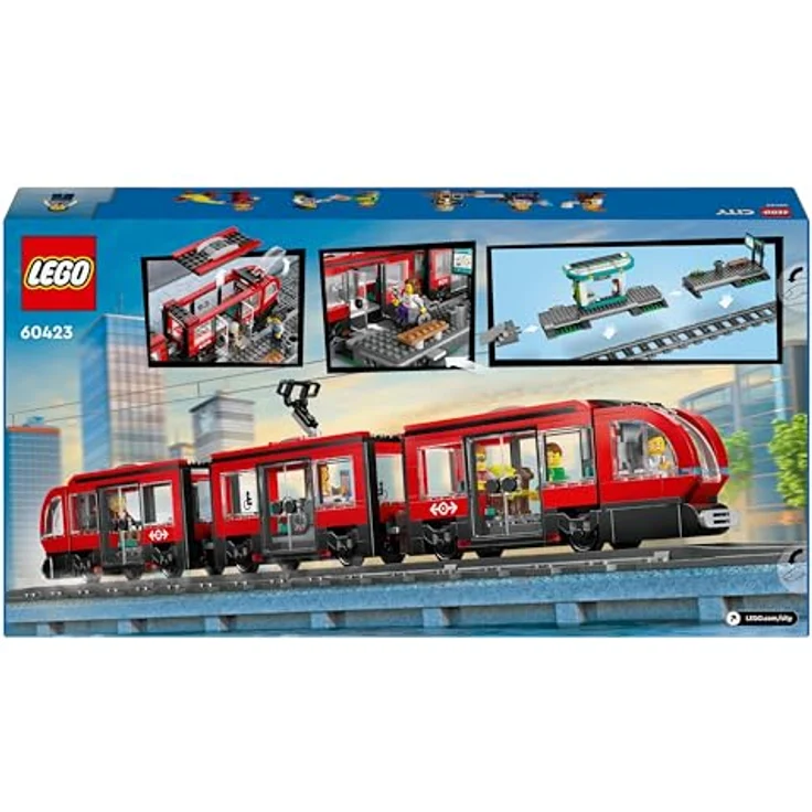 LEGO® Konstruktionsspielsteine Straßenbahn mit Haltestelle (60423), LEGO LEGO City, (811 St), Made in Europe – Bild 10