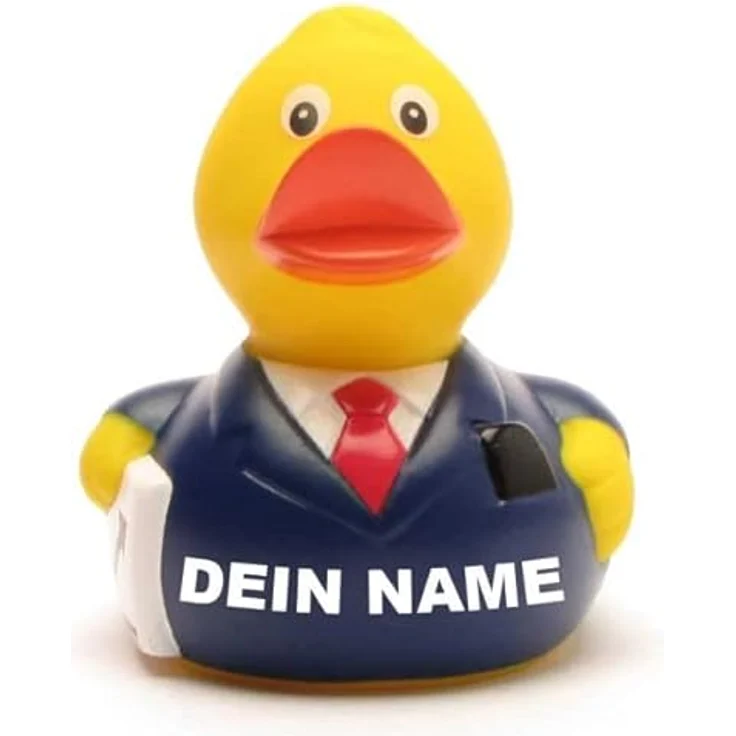 Duckshop Badeente - personalisierbar (Business Mann Ente) mit individuellem Wunschtext, 8 cm groß, quietschend – Bild 1