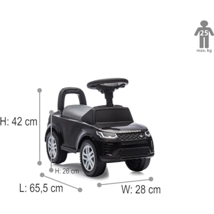 Schwarz Kitchen Rutscher Land Rover Discovery, 2in1 Fahrzeug für Kinder mit Hupe, Sirene und abnehmbarem Anhänger, schwarz – Bild 3