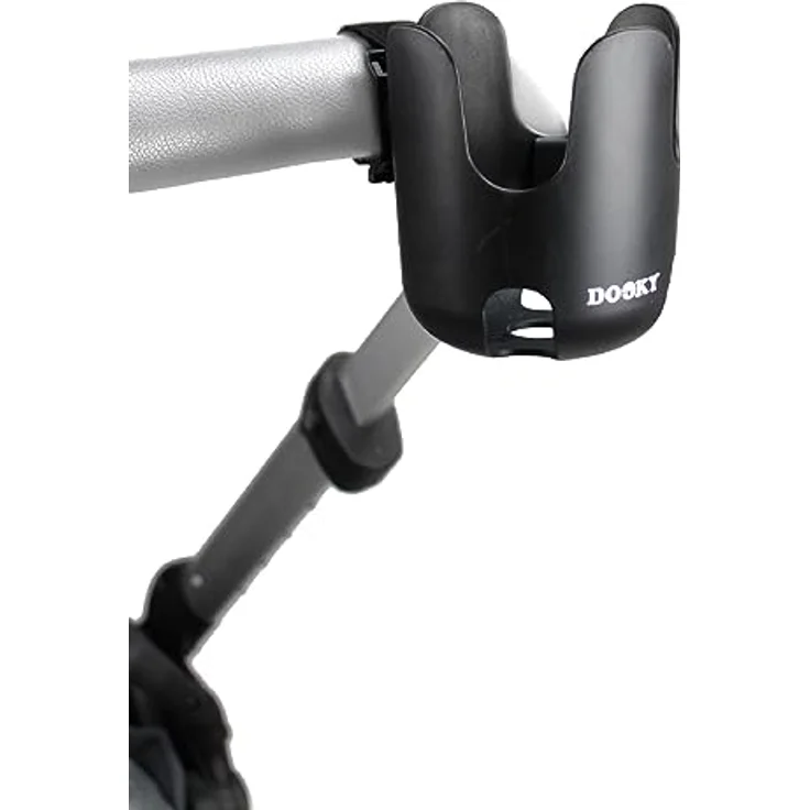 Dooky Getränkehalter für Kinderwagen und Buggy, universeller Becherhalter mit Klettverschluss, 360° Flexibilität, Anti-Rutsch-Schicht, BPA-frei - Schwarz – Bild 2