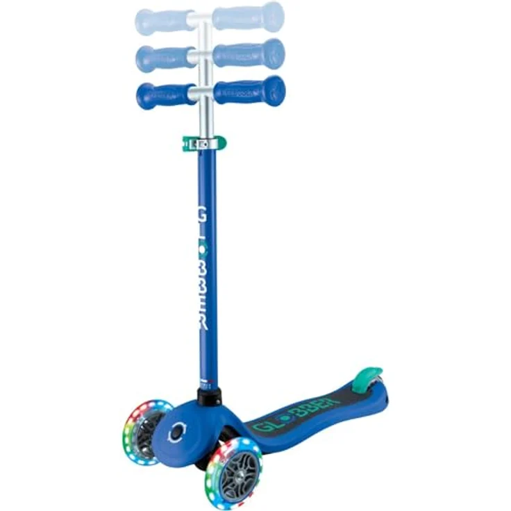 Globber Primo Lights, Kinderscooter mit 3 Rollen, abnehmbare Lenkstange, leuchtende PU-Rollen, max. 50 kg, blau – Bild 5