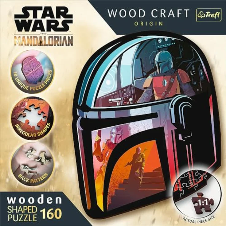 Trefl 20186 Woodcraft Star Wars The Mandalorian Konturenpuzzle aus Holz, Mehrfarbig – Bild 3