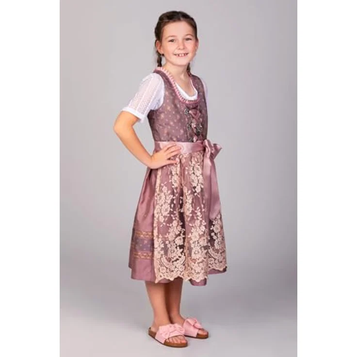 Edelnice Dirndl Madeleine, Trachtenkleid mit handgefertigtem Charivari, gold-rosé - Preisvergleich – Bild 3