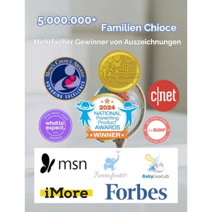 HelloBaby Video-Babyphone HB65, 5 Zoll geteilter Bildschirm, kabelgebundene Kamera, Pan-Tilt-Zoom, Nachtsicht, 2-Wege-Audio, 8 Schlaflieder, 3500 mAh – Bild 2