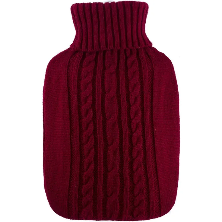Hugo Frosch Wärmflasche - Wärmflasche Klassik 1,8 l mit Strickbezug anthrazit, Made in Germany - Elegant gestaltete Wärmflasche mit XL-Haltelasche