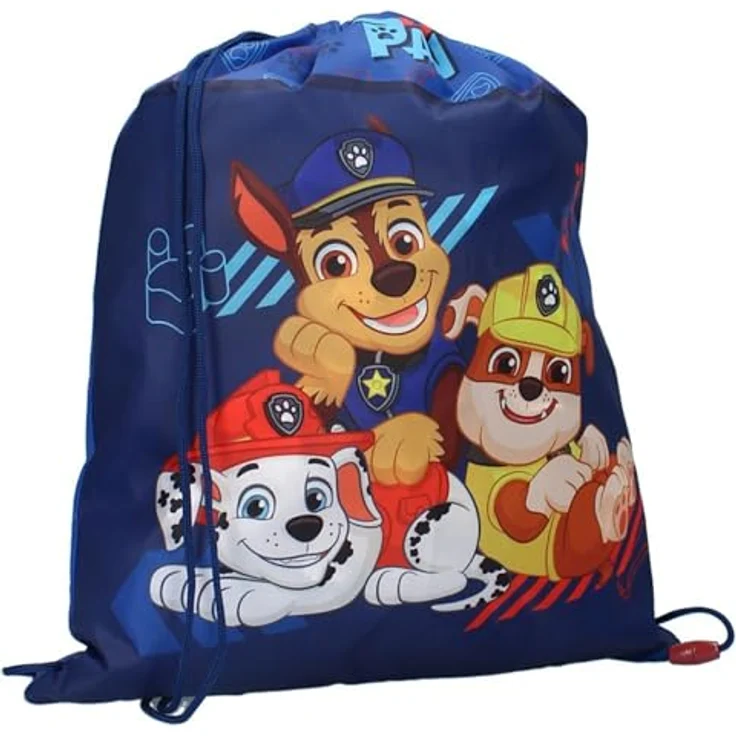 PAW PATROL Turnbeutel "Go Pups Go", blauer Sportbeutel für Kinder, 44 x 36 cm, viel Stauraum für Kleidung und Zubehör – Bild 1