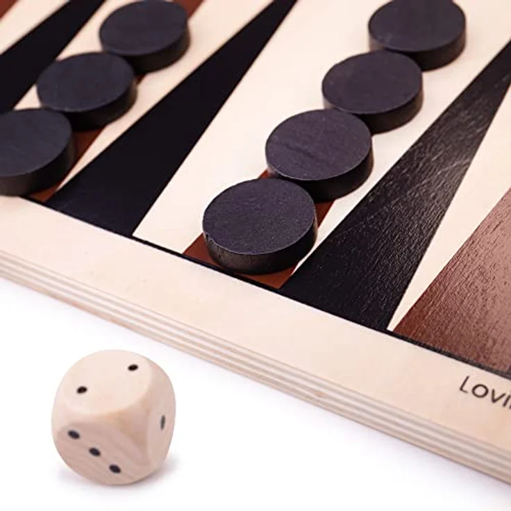 Bigjigs Toys Hölzernes Backgammon, traditionelles Brettspiel für 2 Spieler, 30 Spielsteine, geeignet für Kinder ab 3 Jahren – Bild 4