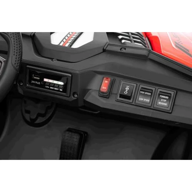 Beneo Motors T-REX Ride 24V Kinder Elektroauto 2-Sitzer 4×4 mit Fernbedienung, Lithium Akku 21,6V/5Ah, LED-Leuchten, MP3/USB/AUX – Rouge – Bild 4