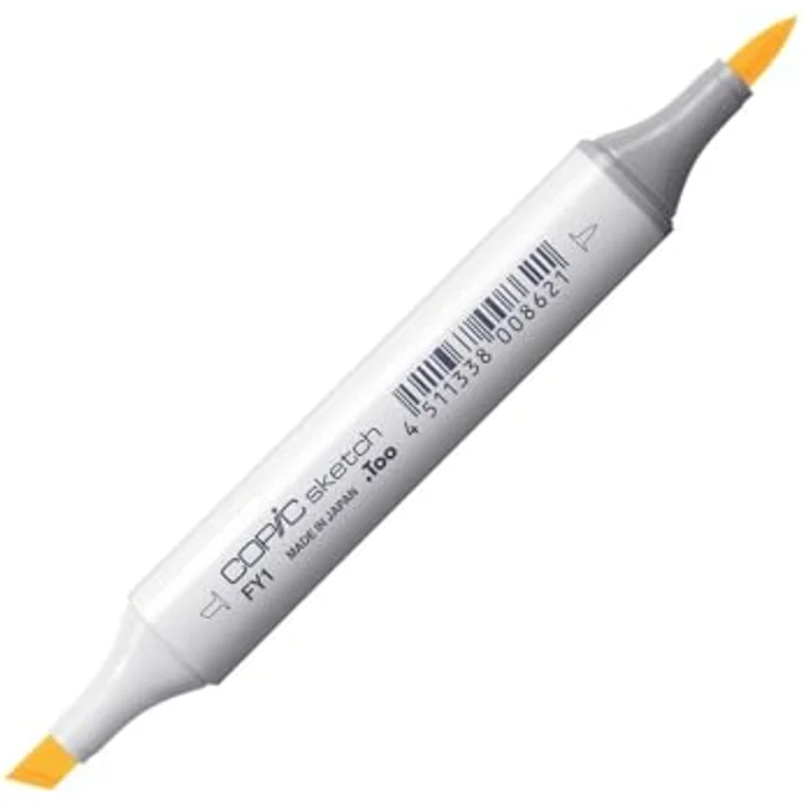 Copic COPIC Sketch Marker Typ FY - 1, Fluorescent Yellow Orange, professioneller Pinselmarker mit Super-Brush-Spitze und Medium-Broad-Spitze – Bild 1
