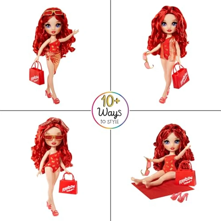Rainbow High Anziehpuppe Rainbow High Swim & Style Fashion Doll- Ruby (Red), Bademodepuppe mit Accessoires – Bild 4