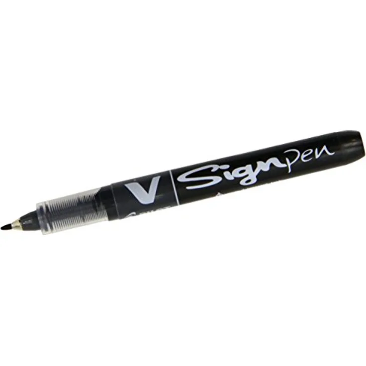 Pilot SW-VSP VSystem VSign Pen, Druckkugelschreiber mit 0,6 mm feiner Spitze, schnelltrocknende Tinte, schwarz, 12 Stück