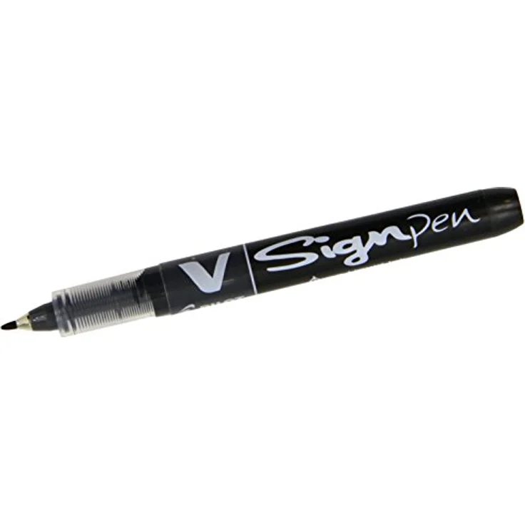 Pilot SW-VSP VSystem VSign Pen, Druckkugelschreiber mit 0,6 mm feiner Spitze, schnelltrocknende Tinte, schwarz, 12 Stück – Bild 1