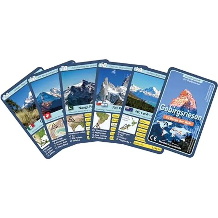 Wendels Kartenspiele 5er-Set: Berge Flüsse Städte und Länder Trumpf Quartett Spiele | Kleine Geschenke für Kinder & Familie – Bild 4
