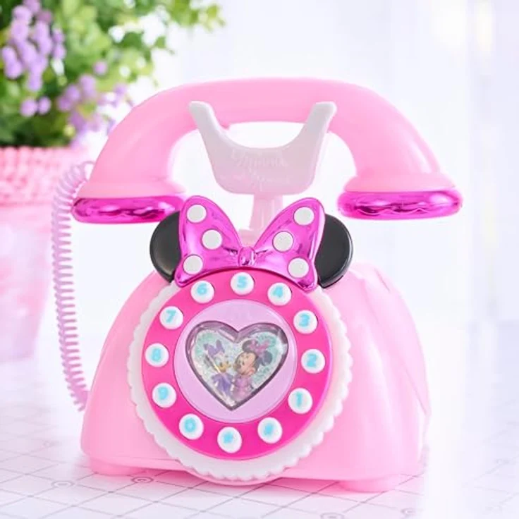 Disney Junior Ring Me Rotary Phone, Spielzeug-Wählscheibentelefon in irisierendem Pink mit Lichtern und Minnie Mouse Geräuschen – Bild 7