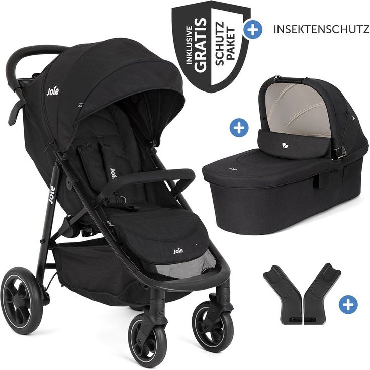 joie 2in1 Kombi-Kinderwagen-Set Litetrax, bis 22 kg belastbar, inkl. Babywanne Ramble XL, Adapter & Zubehör, Farbe Shale, mit Gratis Mobilitätsgarantie