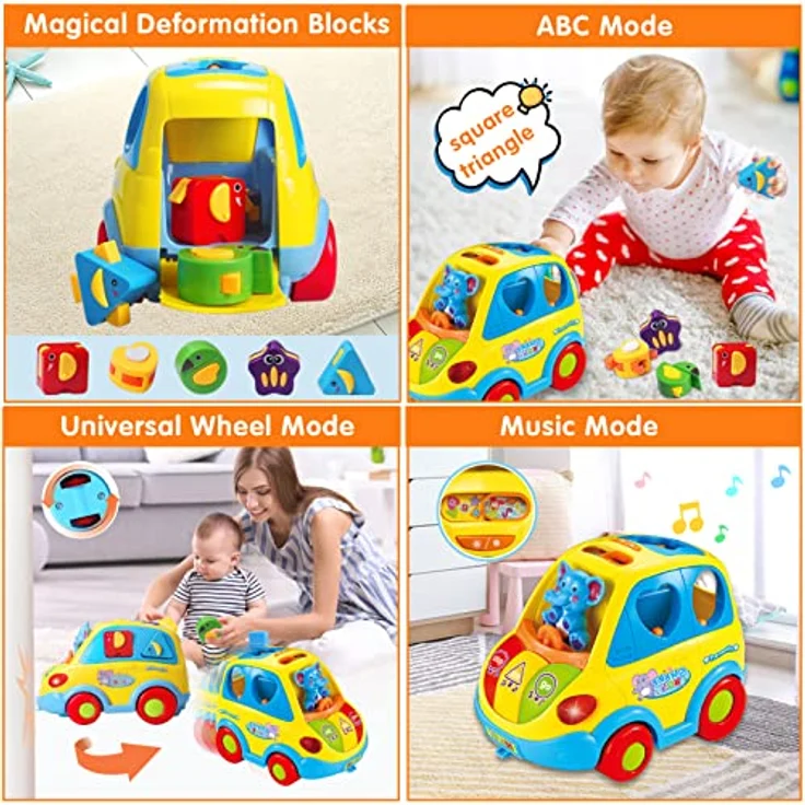 Baby Spielzeug ab 1 Jahr Mädchen Junge Form Sortieren Bus Babyspielzeug ab 6 9 12 18 Monate Kinderspielzeug ab 1 2 Jahre Kinder Spielzeug Geschenk 1 jahre Tiergeräusche/Musik Auto für Kleinkind - Preisvergleich – Bild 4