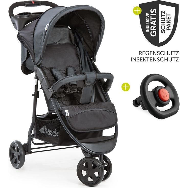 Hauck Buggy Citi Neo II inkl. XXL Zubehörpaket & Buggy-Lenkrad - Caviar Stone mit Gratis Mobilitätsgarantie