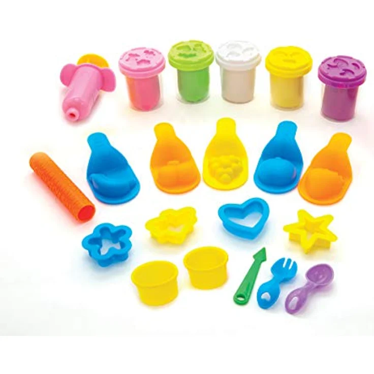 Simba 106326051 - Art und Fun Knetset Fruchteimer, 5x50g Knete, 5 Fruchtformen, 4 Ausstechformen, 16 Teile, 2 Becher, Für Kinder ab 3 Jahren – Bild 1