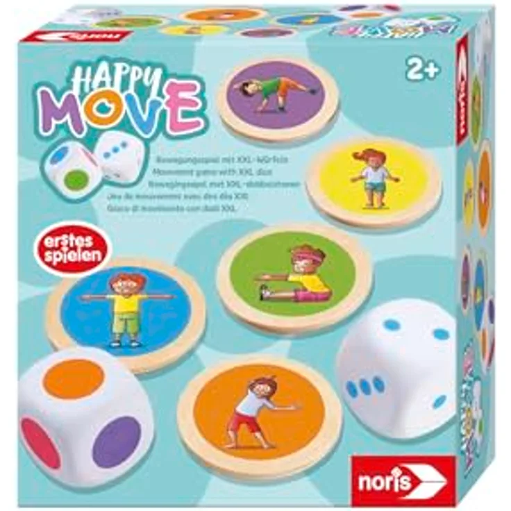 Noris Happy Move - Bewegungsspiel mit XXL-Würfeln für Kinder ab 2 Jahre, Indoor & Outdoor, Motorikförderung, bunt