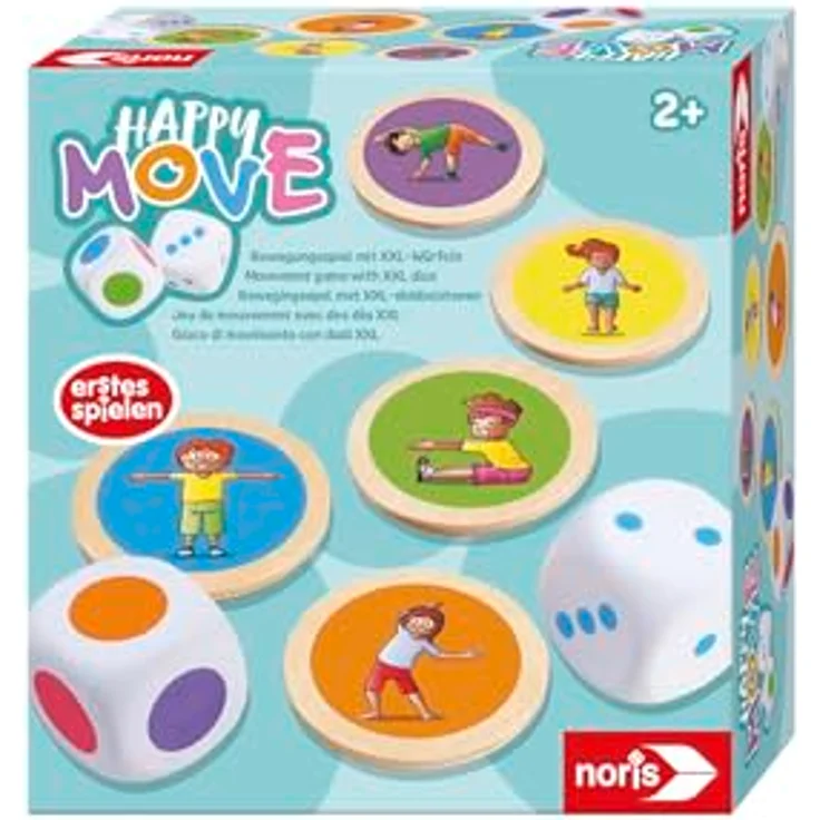 Noris Happy Move - Bewegungsspiel mit XXL-Würfeln für Kinder ab 2 Jahre, Indoor & Outdoor, Motorikförderung, bunt – Bild 1