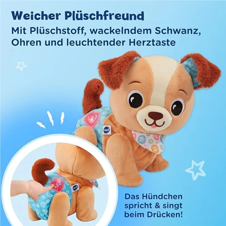 VTech Krabbel-mit-mir-Hündchen, Lernspielzeug mit 3 Liedern und 15 Melodien, Plüsch, animiert zum Krabbeln – Bild 4