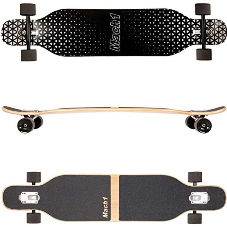 Mach1 Bambus Longboard mit Keramik Kugellager + T-Tool - Skateboard Drop Through Cruiser Komplettboard - 2853 – Bild 2