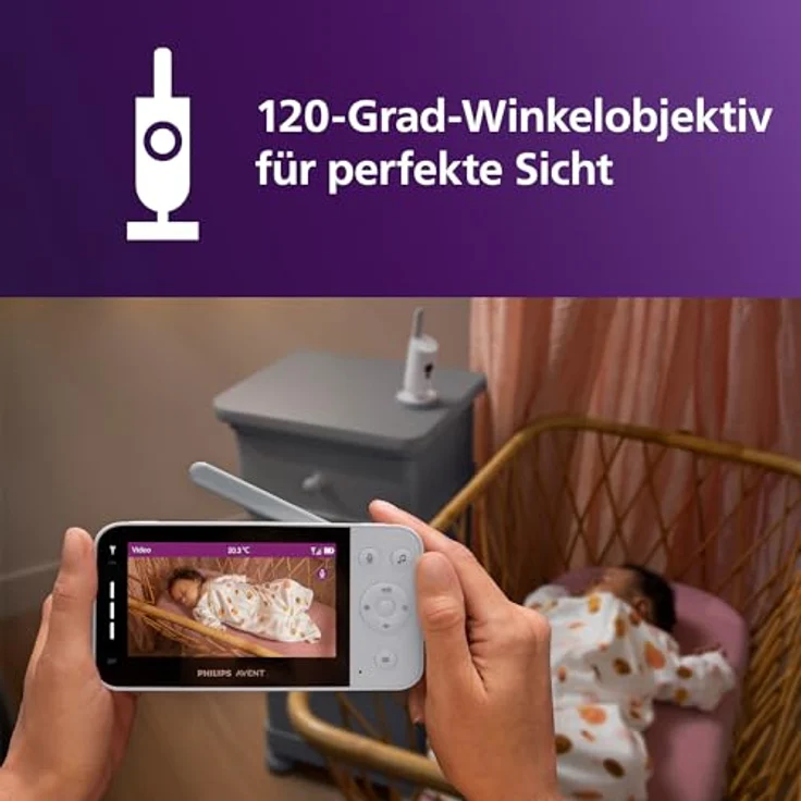PHILIPS Avent SCD951/26, Connected Videophone mit HD-Kamera, WLAN, Infrarot-Nachtsicht, Schrei-Erkennung, Gegensprechfunktion und 12 Stunden Akkulaufzeit im Eco-Modus – Bild 3
