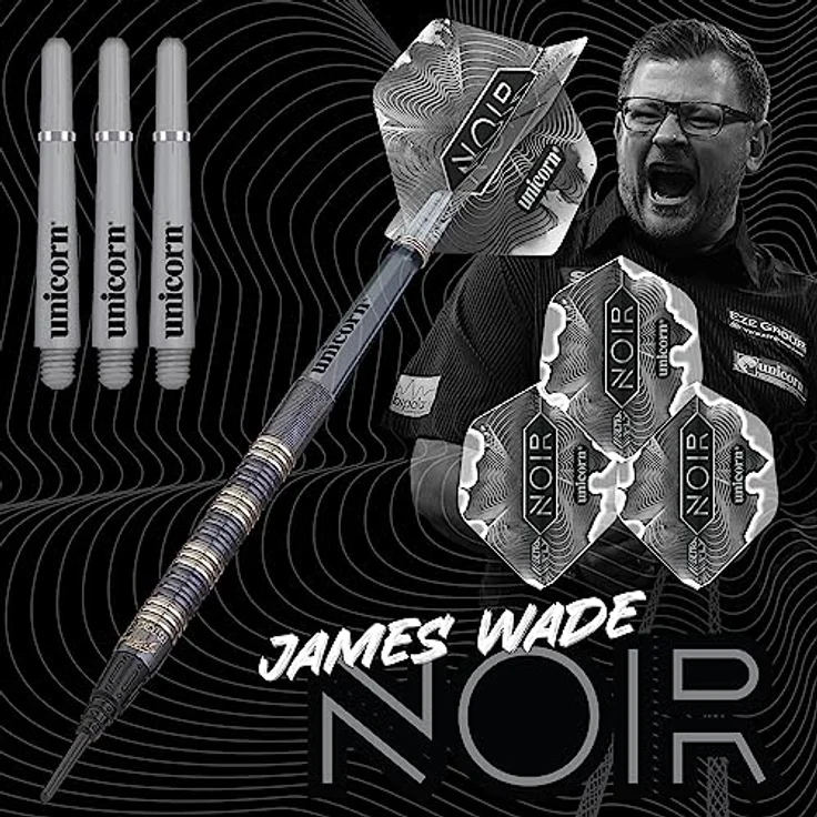 Unicorn Schwarz Noir Soft Tip Darts, 20 g mit James Wade Signature-Barrels – Bild 2