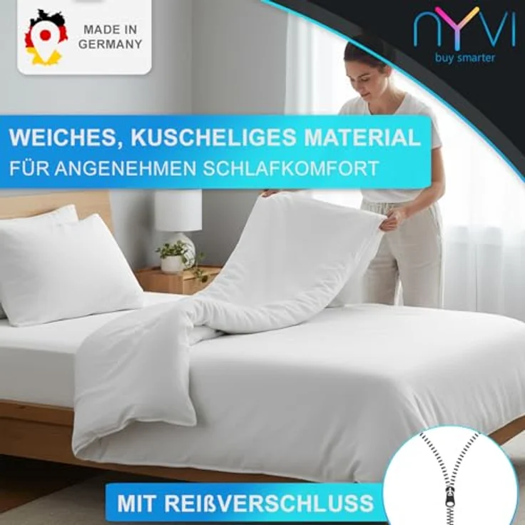 NYVI Biber Winter Bettwäsche Deluxe mit Reißverschluss - 100% Baumwolle, 145g/m², Einlaufschutz - 135x200 cm, Schwarz – Bild 3