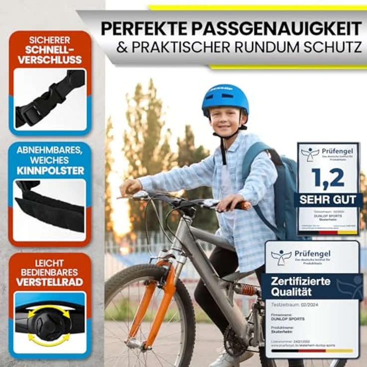 Dunlop Sports Urban Cool Pro Fahrradhelm - Test Sehr Gut - Leicht & Robust, 14-fach Belüftet, Schnellverschluss, Auto Kopfanpassung (Blau, L (58-61cm)) – Bild 3