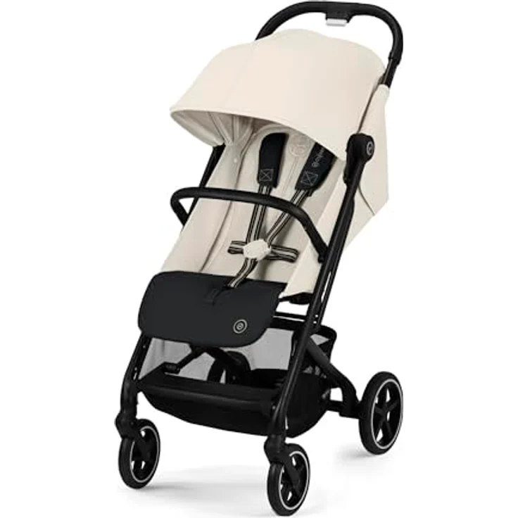 Cybex Gold Kinderwagen Beezy mit One-Pull Harness, Ab Geburt bis ca. 4 Jahre (max. 22 kg), Kompakt und ergonomisch, Canvas White (Weiß mit schwarzem Rahmen) – Bild 1