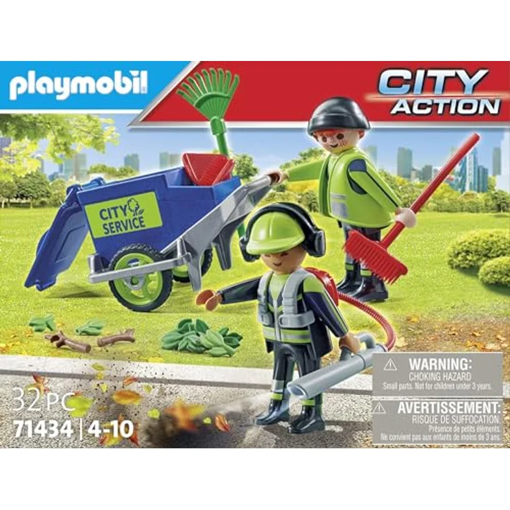 PLAYMOBIL 71434 Stadtreinigungsteam Spielset, Mehrfarbig mit Rechen, Besen und Laubbläser für Kinder ab 4 Jahren – Bild 4