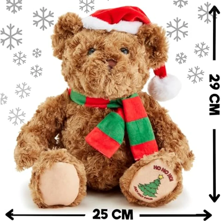 Zappi Co Weihnachtsbär Plüschtier, weiches Kuscheltier (28-30 cm) für Neugeborene, gefüllt mit recyceltem Material, Waschbar bis 40 Grad – Bild 5