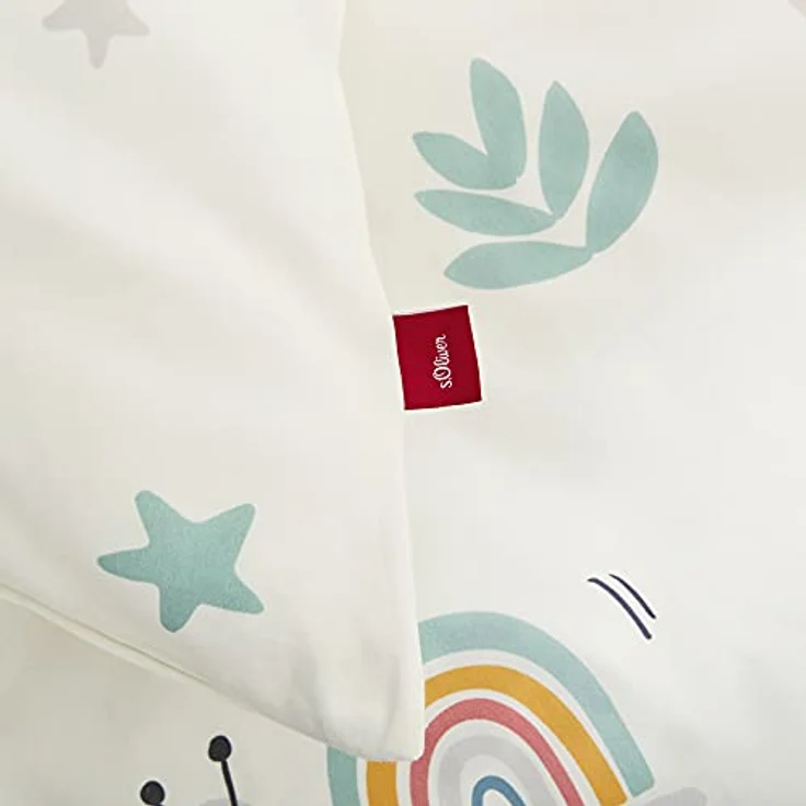 s.Oliver Kinderbettwäsche Einhorn 100x135 cm - 100% Baumwolle, praktischer Reißverschluss & maschinenwaschbar, Bettwäsche für Kinder Regenbogen 2tlg. bunt – Bild 4