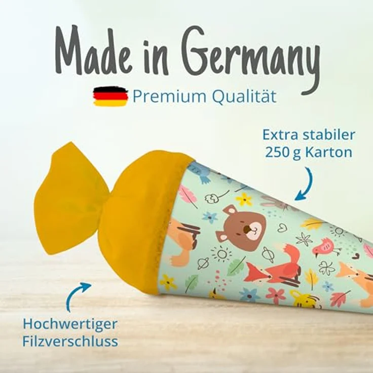 itenga Geschwisterschultüte 35cm Tiere Tiermuster Geschenkverpackung Schultüte Zuckertüte Filzverschluss Kinder Erwachsene (Waldtiere) – Bild 6