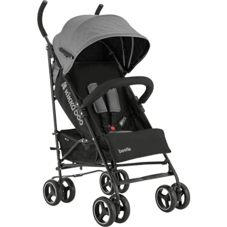Kikkaboo Kinderwagen Käfer, Stahlrahmen, Korb, abnehmbare Vorderräder, Fußstütze, Farben:dunkelgrau – Bild 3