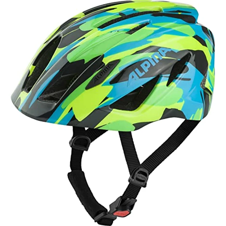 ALPINA PICO - Leichter, Optimal Klimatisierter & Bruchfester Fahrradhelm Mit Fliegennetz Für Kinder, neon-green blue gloss, 50-55 cm – Bild 1