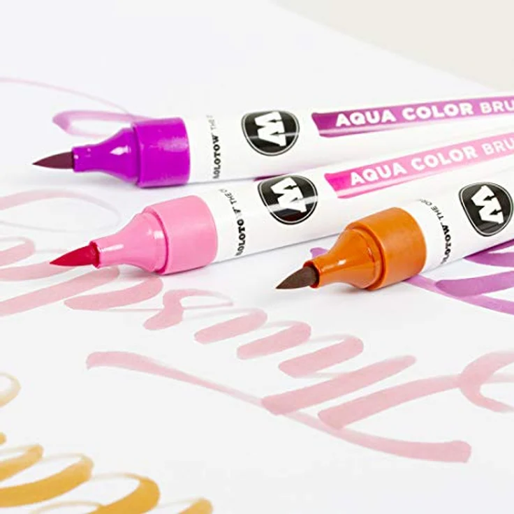Molotow Aqua Color Brush (Brush Pen Marker Basic-Set 2, Pinsel Spitze für Aquarellieren und Handlettering) 12 Stück sortiert – Bild 5