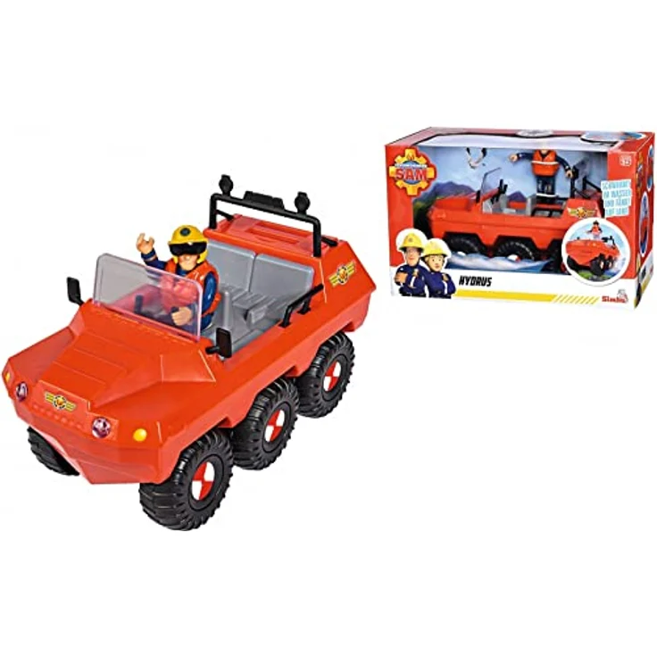 SIMBA Feuerwehrmann Sam Hydrus, Amphibien-Spielzeug-Auto mit 1 Figur und Zubehör, 20 cm – Bild 1
