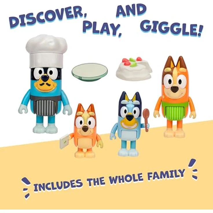 BlueY Es ist Zeit für Pavlova, 4er-Figurenpackung „Café-Wettkampf“ mit beweglichen Gelenken, enthält Bingo, Bandit (mit Chefkochmütze), Chilli und 2 Zubehörteile, 6-7,6 cm groß – Bild 3