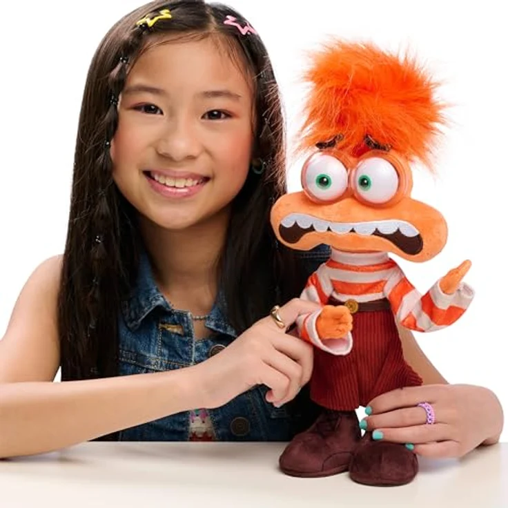 Just Play Ltd. Inside Out 2 Interaktive Orange Plüsch Fear Maskottchen, 32 cm, mit beweglichen Armen und sprachaktivierten Reaktionen – Bild 2