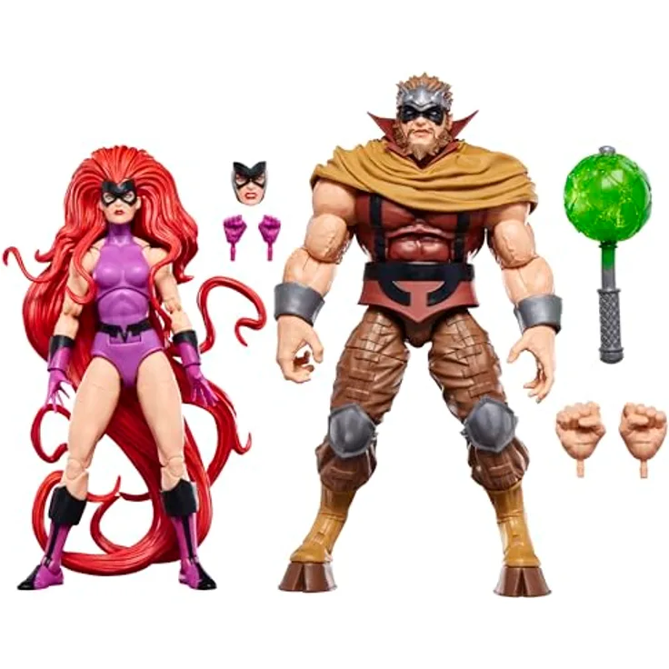 Hasbro Marvel Legends Series Inhumans, Medusa & Gorgon Action-Figuren 2er-Pack, 15 cm mit 6 Accessoires und über 20 Bewegungspunkten