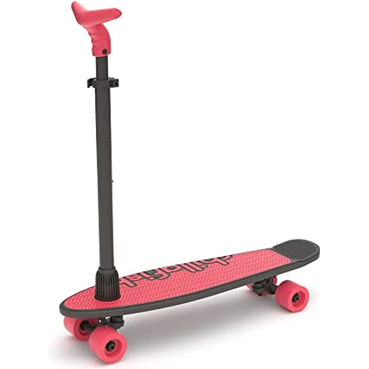Chillafish Skatieskootie 2 Trainings-Skateboard und Lean-to-Steer-Roller mit abnehmbarem Stabilitätslenker, Koralle
