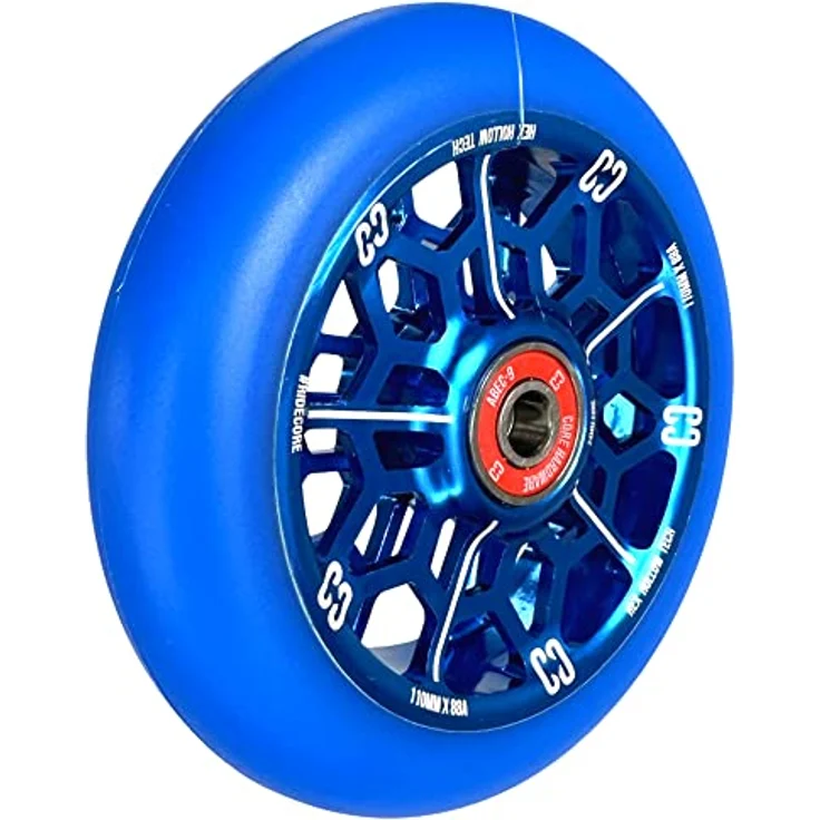 Core Action Sports Stuntscooter Core Hex Hollow Stunt-Scooter Rolle 110mm Navy Blau, Aluminium 6061, ABEC-9 Kugellager, 88A Rollenhärte – Bild 3