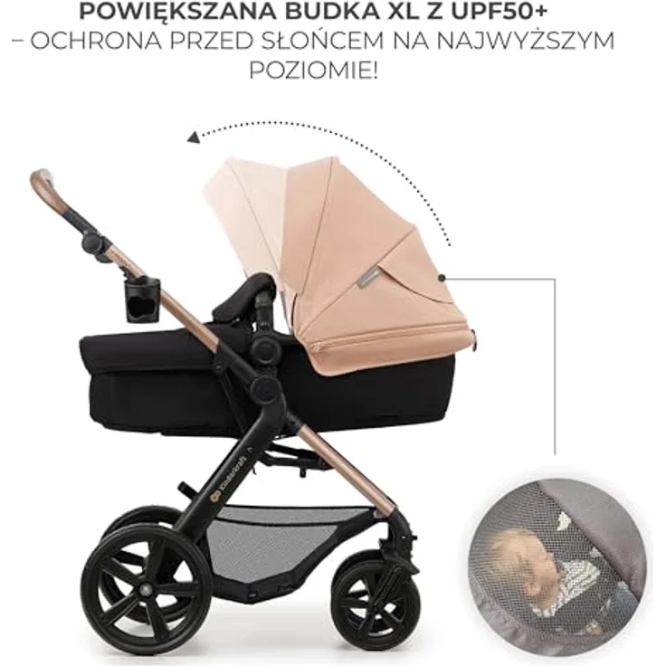 Kinderkraft MOOV 2, 4-in-1 Kombi-Kinderwagen-Set mit wendbarem Sitz & Wanne, Babyschale MINK PRO i-Size, Isofix-Base, Wickeltasche & Zubehör - Sand Beige, inklusive Gratis Mobilitätsgarantie – Bild 14
