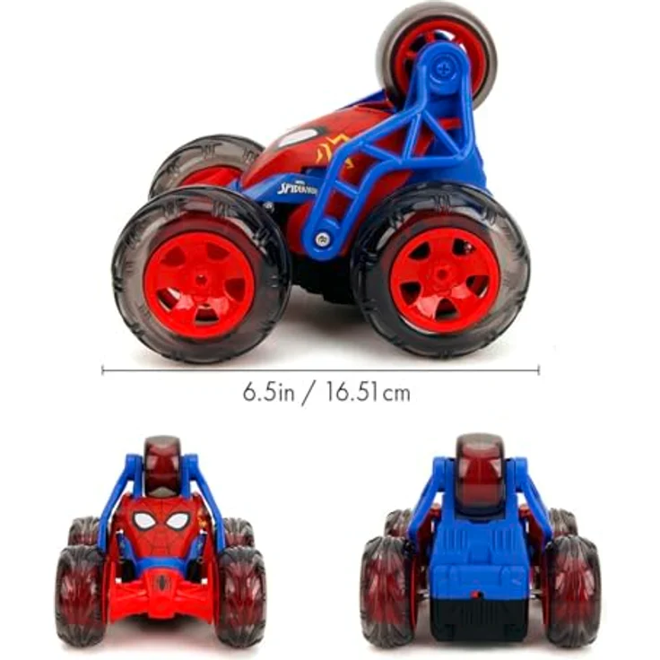 Jada Toys Spider-Man RC Stunt Car, 20 cm, ferngesteuertes Auto mit 5 Rädern, Licht, inkl. Akku & Batterien, Marvel Spielzeug für Kinder ab 5 Jahren – Bild 3