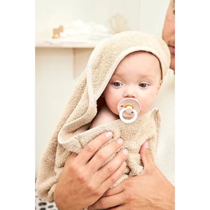 Meyco Baby Kapuzenhandtuch Uni Sand, Frottee (1-St), 75x75cm - Weicher Frottee aus 100 % Baumwolle – Bild 2