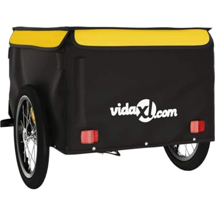 vidaXL Fahrradlastenanhänger Schwarz und Gelb 45 kg Eisen, Robustes Material, Cleveres Design – Bild 9